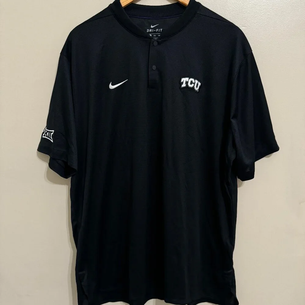 Nike TCU Horned Frogs Football Team Issue Coach Blade Collar Polo Shirt Mens 2XL